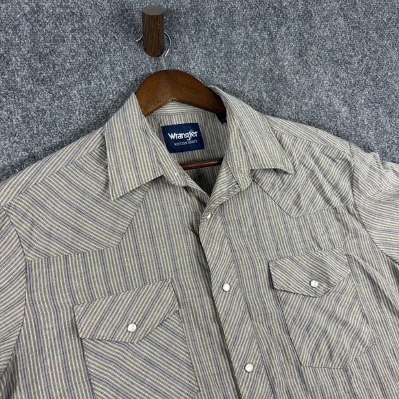 Wrangler Western Shirt Mens L Large Striped Short Sleeve Cowboy Rodeo - Picture 1 of 6